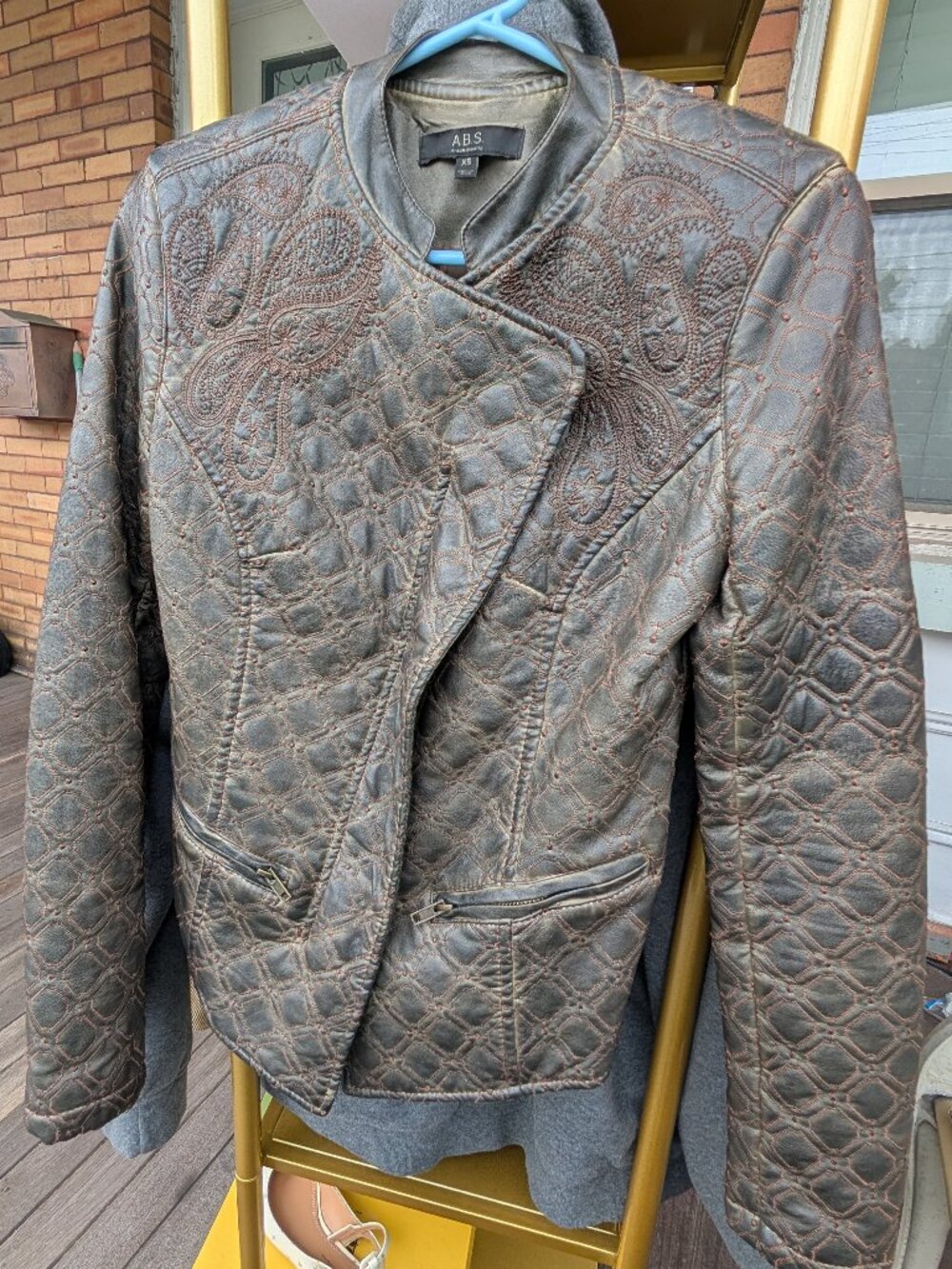 ABS by Allen Schwartz embroidered faux leather jacket